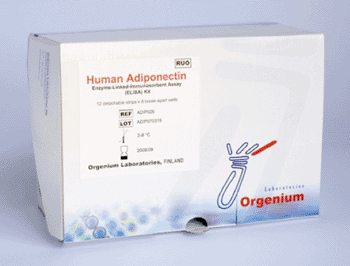 Image: Enzyme linked immunosorbent assay for adiponectin (Photo courtesy of Orgenium). Image: Enzyme linked immunosorbent assay for adiponectin (Photo courtesy of Orgenium).